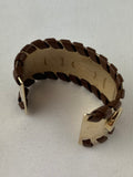 Tod's Gold Bracelet Cuff with Leather Trim