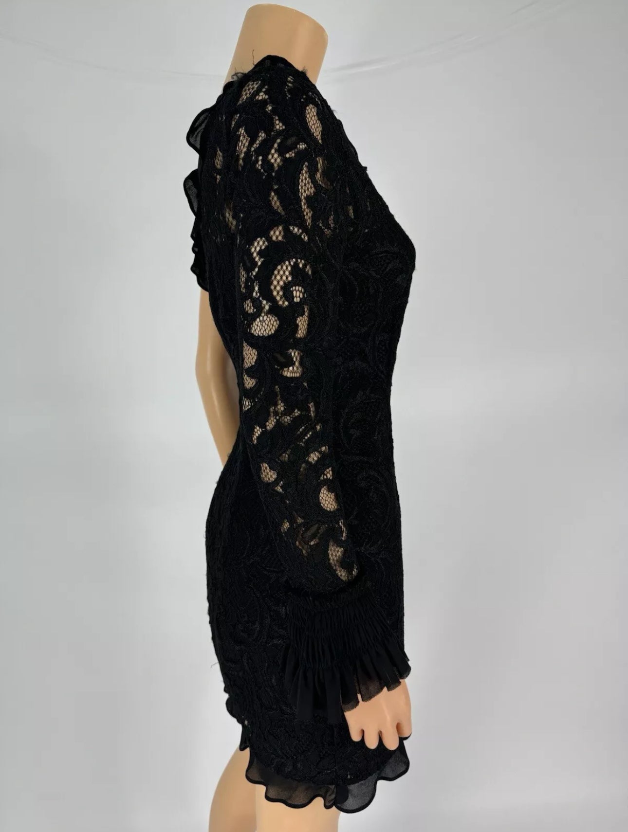 Alexis Women's Black One Shoulder Lace Ruffle Mini Dress Size M pennypincherboutique Alexis Women's Black One Shoulder Lace Ruffle Mini Dress Size M pennypincherboutique