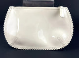 Anya Hindmarch London Tan Patent Leather Zip Pouch Clutch Scalloped Edge