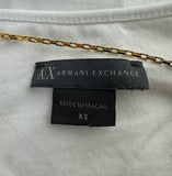 Armani Exchange White Square Neck Top W Gold Chain Size XS