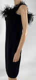 Badgley Mischka Black Feather Trim Sleeveless Sheath Dress Size 10