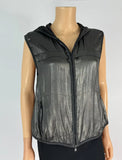 Brunello Cucinelli Silk Metallic Hooded Full Zip Vest Size Large