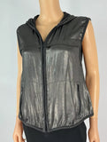 Brunello Cucinelli Silk Metallic Hooded Full Zip Vest Size Large