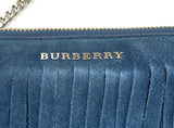 Burberry Fringe Peyton Blue Suede Crossbody Purse Bag