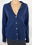 Cedric Charlier Women’s Navy Wool Button Up Collared Cardigan Size 8 NWT