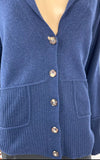 Cedric Charlier Women’s Navy Wool Button Up Collared Cardigan Size 8 NWT