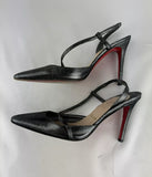 Christian Louboutin Gunmetal & Black Suede Slingback Heels 36.5 / US 6.5