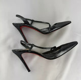 Christian Louboutin Gunmetal & Black Suede Slingback Heels 36.5 / US 6.5