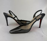 Christian Louboutin Gunmetal & Black Suede Slingback Heels 36.5 / US 6.5