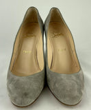 Christian Louboutin Light Gray Suede Round Toe Wedge Heels Size 37 / US 7