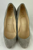 Christian Louboutin Light Gray Suede Round Toe Wedge Heels Size 37 / US 7