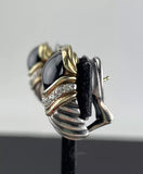 DAVID YURMAN Silver Waverly 925/750 Onyx Drop Earrings w/ Diamond Trim