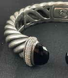 DAVID YURMAN Sterling Wide Cable w/ Onyx & Diamonds