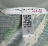 Diane Von Furstenberg, Julian Green Graphic Print Silk Wrap Dress Size 2