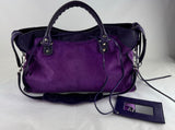 Balenciaga 2006 Purple Pony Hair Motorcycle City Shoulder Bag Purse