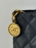 Chanel Black Caviar Leather Quilted Medallion Tote Bag Purse