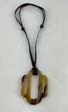 Hermes Tan/Brown Buffalo Horn Pendent Adjustable Waxed Cotton Necklace