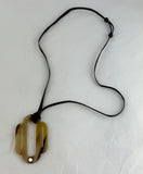 Hermes Tan/Brown Buffalo Horn Pendent Adjustable Waxed Cotton Necklace