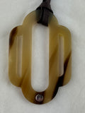 Hermes Tan/Brown Buffalo Horn Pendent Adjustable Waxed Cotton Necklace