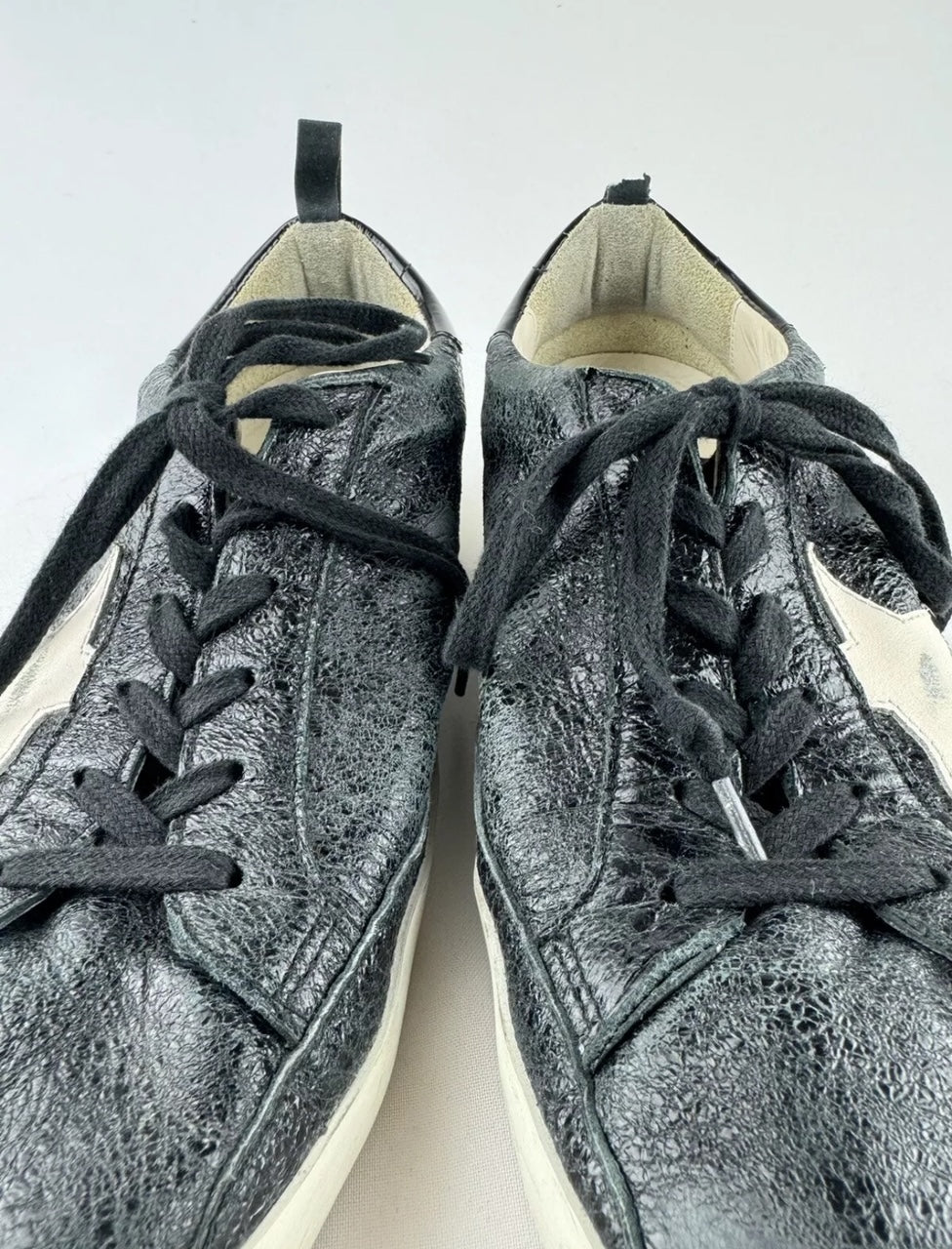 GOLDEN GOOSE Superstar outlet Grey Black Patent Star 39 Size 8