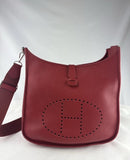 Hermes Red Clemence Leather Evelyne 33 C III GM Messenger Bag