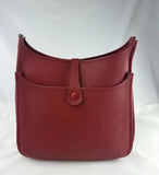 Hermes Red Clemence Leather Evelyne 33 C III GM Messenger Bag
