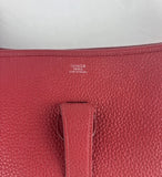 Hermes Red Clemence Leather Evelyne 33 C III GM Messenger Bag