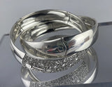 JOHN HARDY Sterling Silver Sapphire Bamboo Interlocking Wide Bangle Bracelet