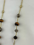 Judith Ripka Bahama Mama Tigers Eye, Pearl & Quartz Bead 18k Gold Chain Necklace