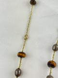 Judith Ripka Bahama Mama Tigers Eye, Pearl & Quartz Bead 18k Gold Chain Necklace