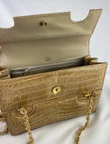 Gucci Tan Crocodile Shoulder Purse Gold Chain