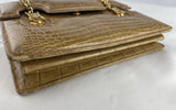 Gucci Tan Crocodile Shoulder Purse Gold Chain