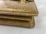 Gucci Tan Crocodile Shoulder Purse Gold Chain