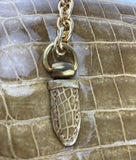 Gucci Tan Crocodile Shoulder Purse Gold Chain