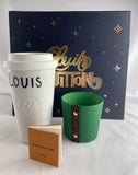 Louis Vuitton Travel Mug Cup Porcelain Coffee Tumbler Monogram Gift Set