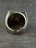 Chanel Autumn 2023 Silver Square Cocktail Ring w/ Faux Pearl & Crystal CC Logo Size 6.5