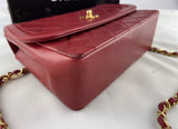 Chanel Vintage Red Quilted Leather Flap Gold CC Chain Shoulder Bag Purse w/ Wallet Insert