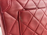 Chanel Vintage Red Quilted Leather Flap Gold CC Chain Shoulder Bag Purse w/ Wallet Insert