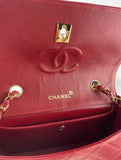 Chanel Vintage Red Quilted Leather Flap Gold CC Chain Shoulder Bag Purse w/ Wallet Insert