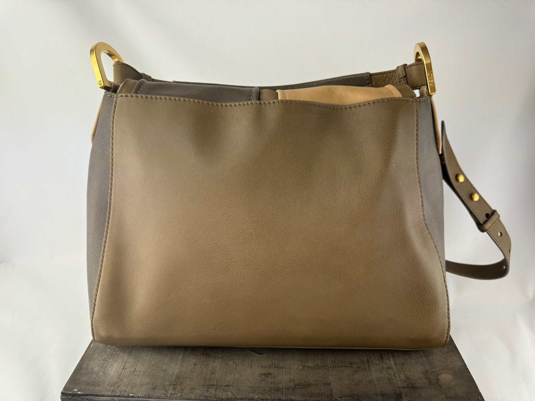 ●Antt sienne● Formica Bag (2色) FENDI Taupe Color Block Leather Medium Anna Shoulder Bag