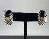 David Yurman 18K Gold Black Onyx Diamond Earrings