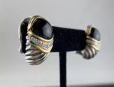 David Yurman 18K Gold Black Onyx Diamond Earrings