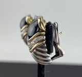 David Yurman 18K Gold Black Onyx Diamond Earrings