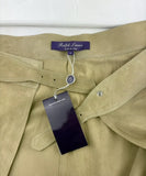 Ralph Lauren Tan Suede Wrap Skirt With Buckles Size 8 NEW