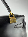HERMES Black Kelly 32 Outer Stitch GD Hardware Box Calf Bag