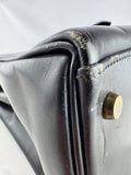 HERMES Black Kelly 32 Outer Stitch GD Hardware Box Calf Bag
