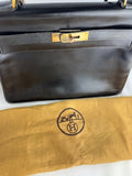 HERMES Black Kelly 32 Outer Stitch GD Hardware Box Calf Bag