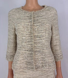 Mira Zwillinger Beige Tweed Sequin Trim Blazer Set Size M