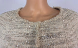 Mira Zwillinger Beige Tweed Sequin Trim Blazer Set Size M