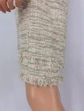Mira Zwillinger Beige Tweed Sequin Trim Blazer Set Size M